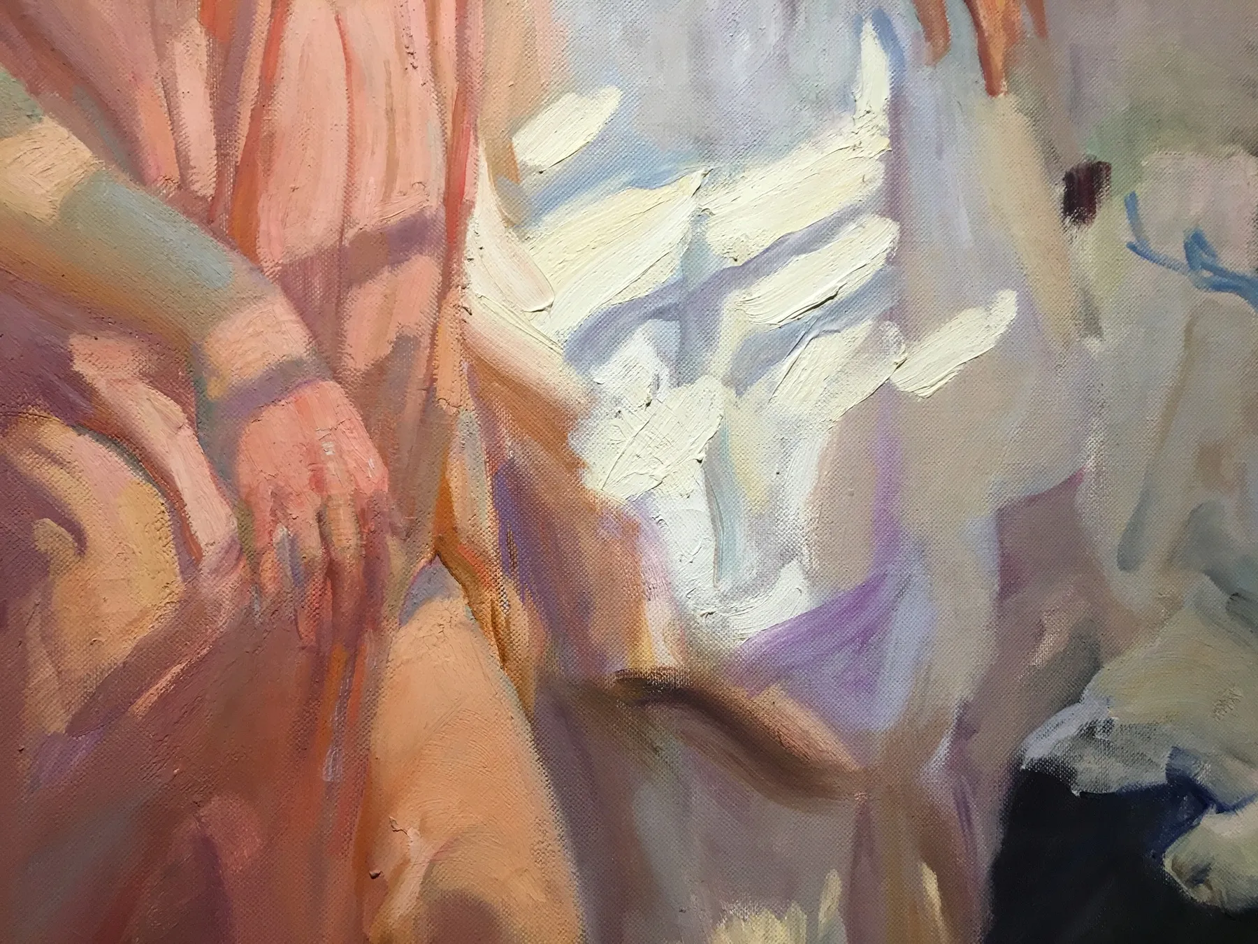 Detail of pink drapery and flesh passing from full sunlight into shadow, Sorolla
