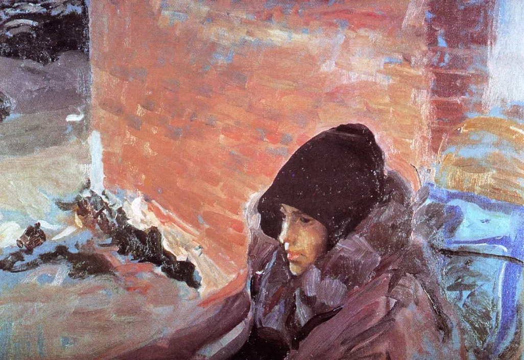 Portrait of Sorolla's daughter María, pale and heavily wrapped up while convalescing from tuberculosis, 1907